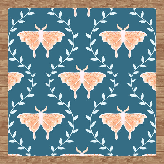 Whimsical Moth Seamless Pattern Digital File Blue – Dreamy 12x12” PNG, 300 DPI, Commercial Use