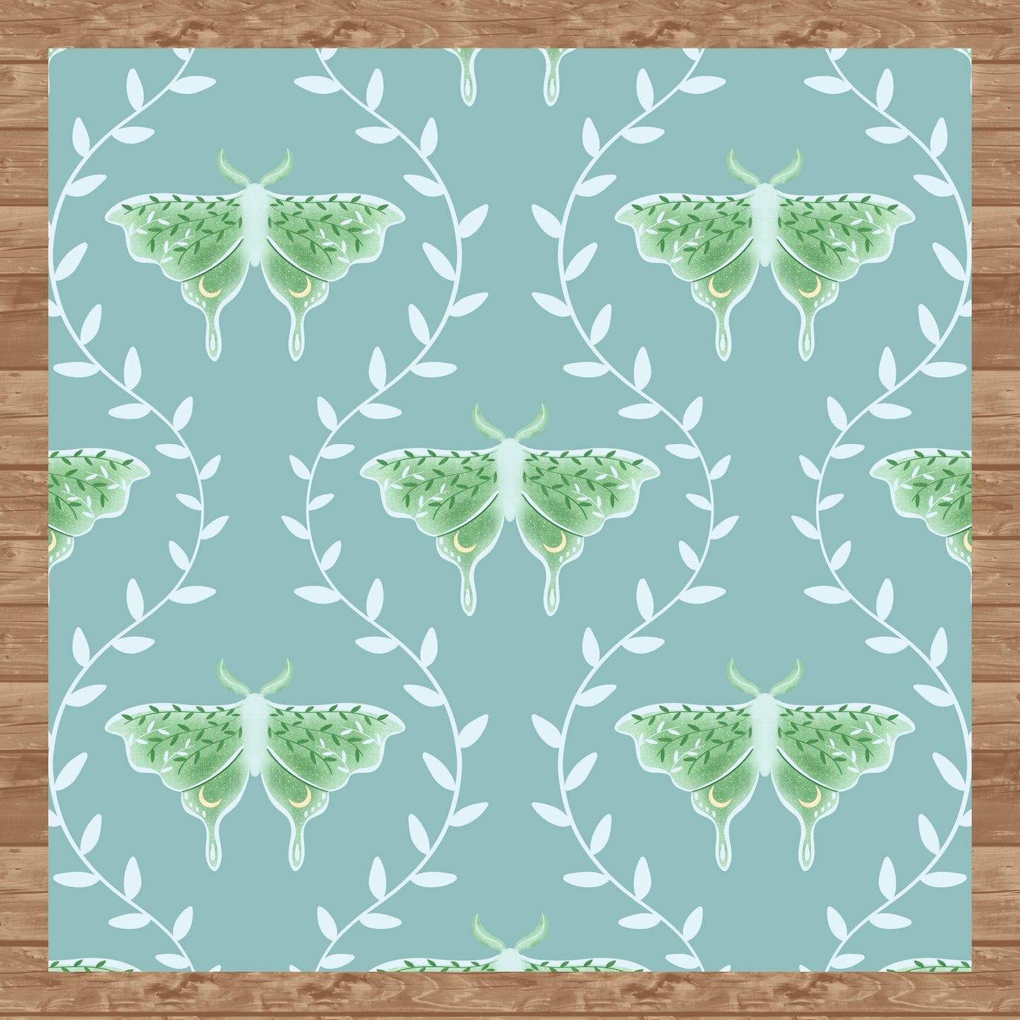 Whimsical Moth Seamless Pattern Digital File Green – Dreamy 12x12” PNG, 300 DPI, Commercial Use