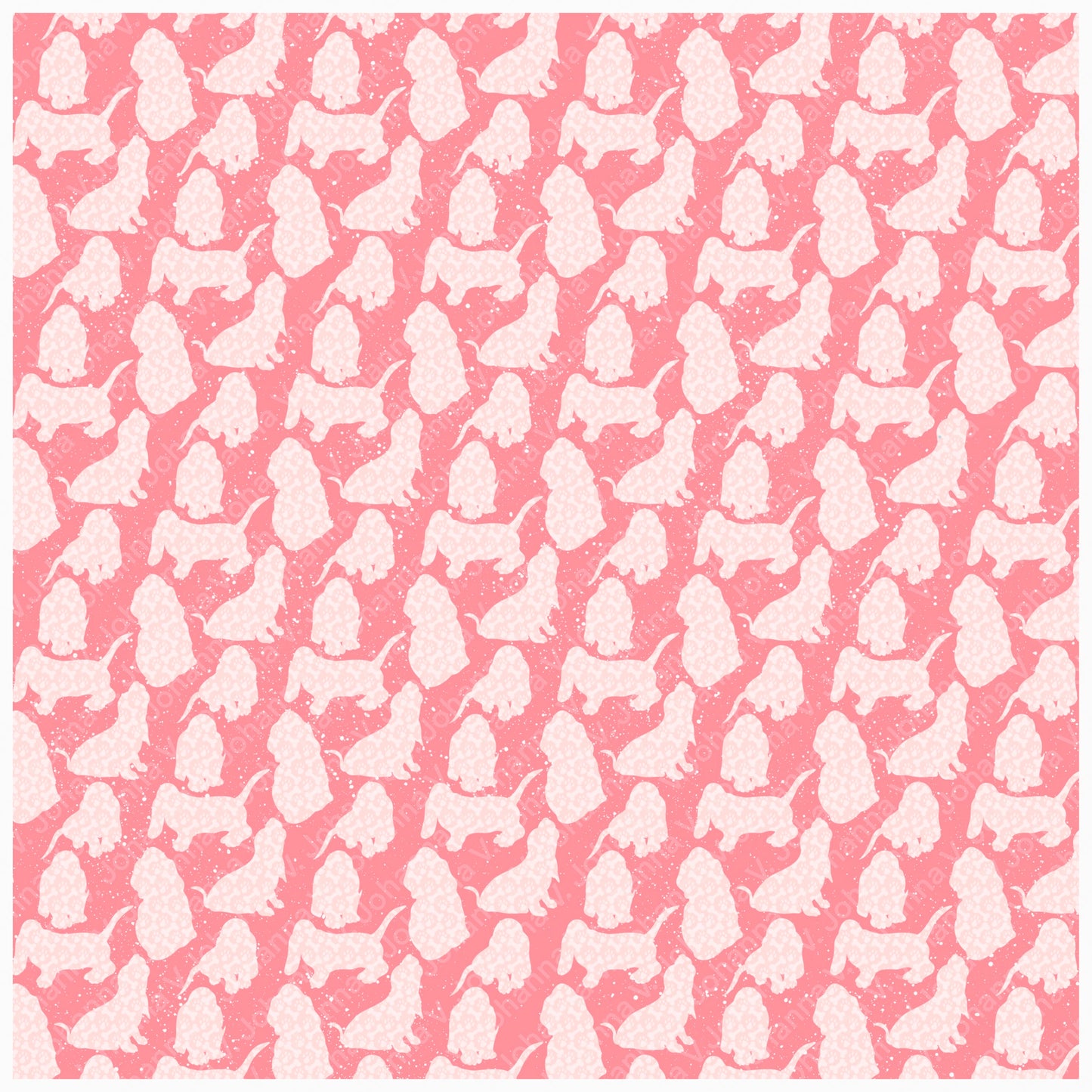 Basset Hound Seamless Pattern Bundle Pink | Florals, Botanicals & Dog Toys | 12x12” PNGs | Digital Download