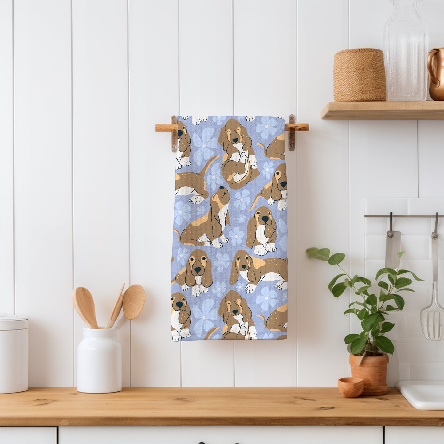 Basset Hound Floral Seamless Pattern Purple | Cute Dog Pattern | 12x12β PNG Digital Download