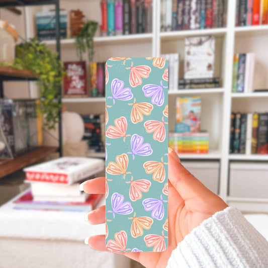Whimsical Printable Moth Bookmark Green – Digital Download | 2 PDF Files, 2” x 7” at 300 DPI | Commercial Use
