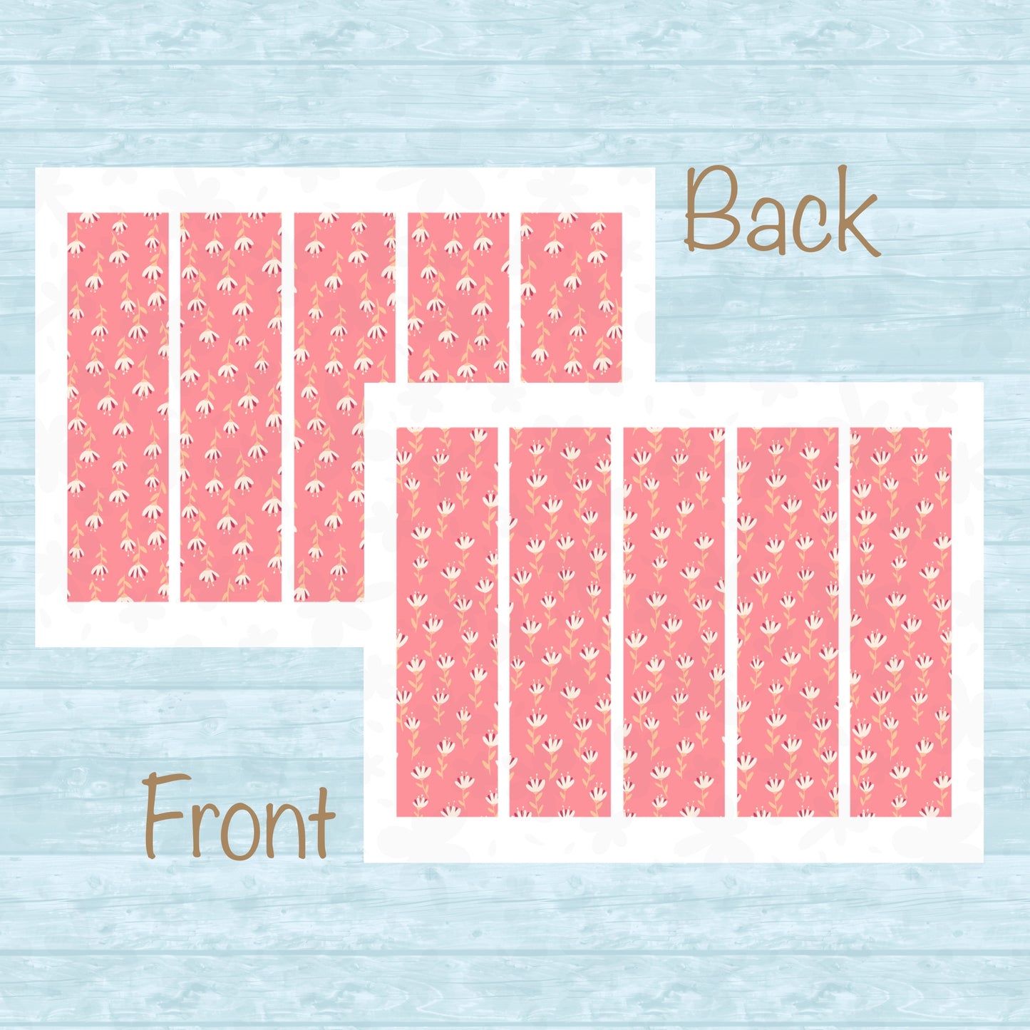 Whimsical Printable Flower Bookmark Pink – Digital Download | 2 PDF Files, 2x7” at 300 DPI | Commercial Use