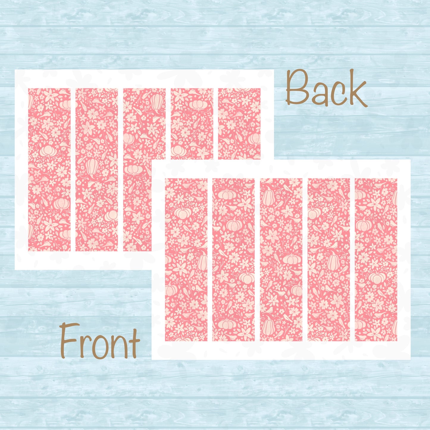 Winter-Themed Printable Bookmark with Pumpkins, Florals & Birds β Digital Download | 2 PDF Files, 2x7β at 300 DPI | Commercial Use