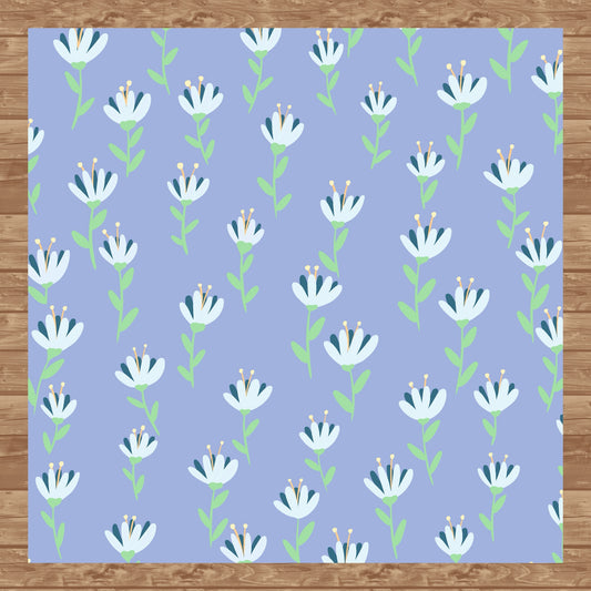 Whimsical Blooms Seamless Pattern Purple - Floral Digital Paper PNG 12” x 12” 300 DPI