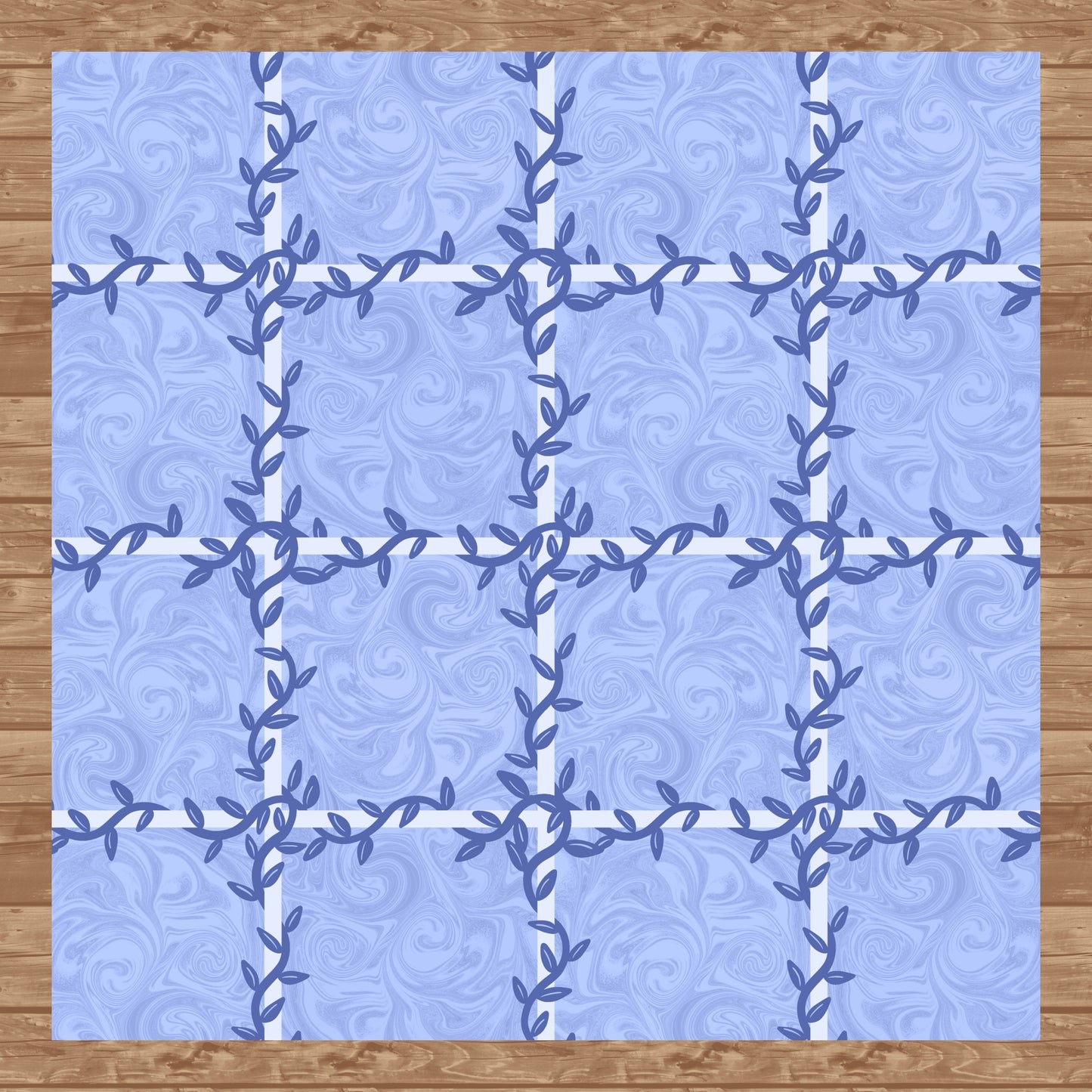 Whimsical Tiles & Botanicals Seamless Pattern Purple | Digital Paper PNG 12β x 12β 300 DPI