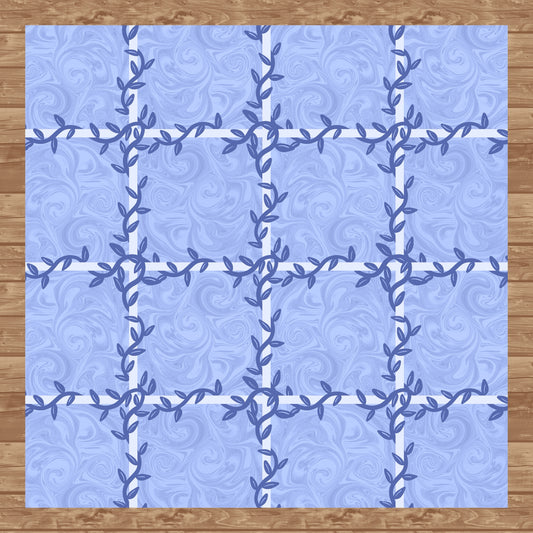 Whimsical Tiles & Botanicals Seamless Pattern Purple | Digital Paper PNG 12” x 12” 300 DPI