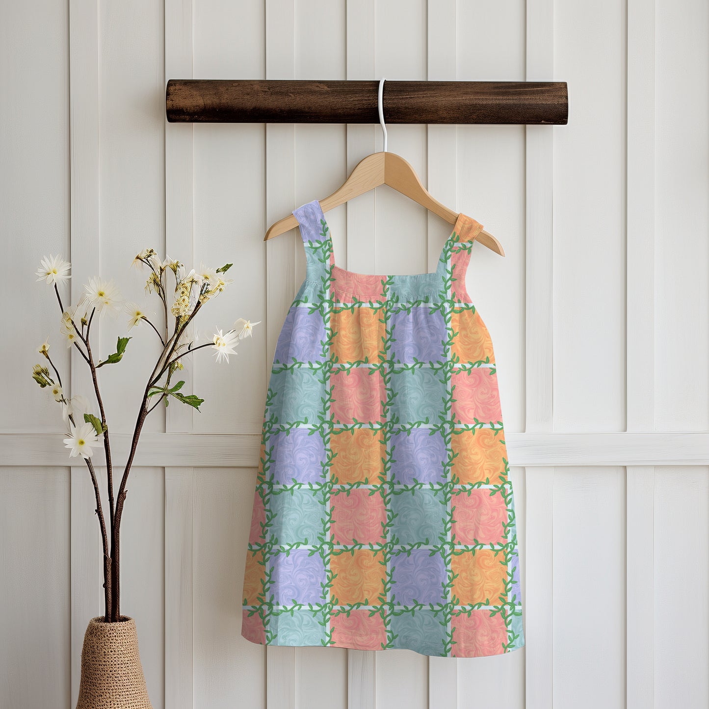 Whimsical Tiles & Botanicals Seamless Pattern | Digital Paper PNG 12β x 12β 300 DPI