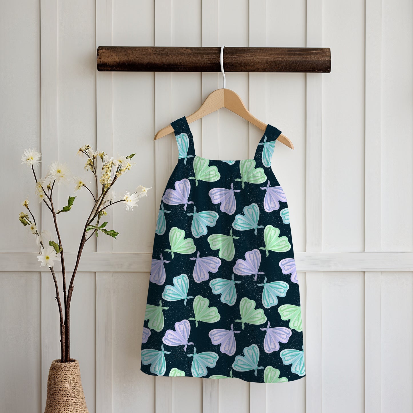 Whimsical Moths Seamless Pattern Dark | Digital Paper PNG 12” x 12” 300 DPI