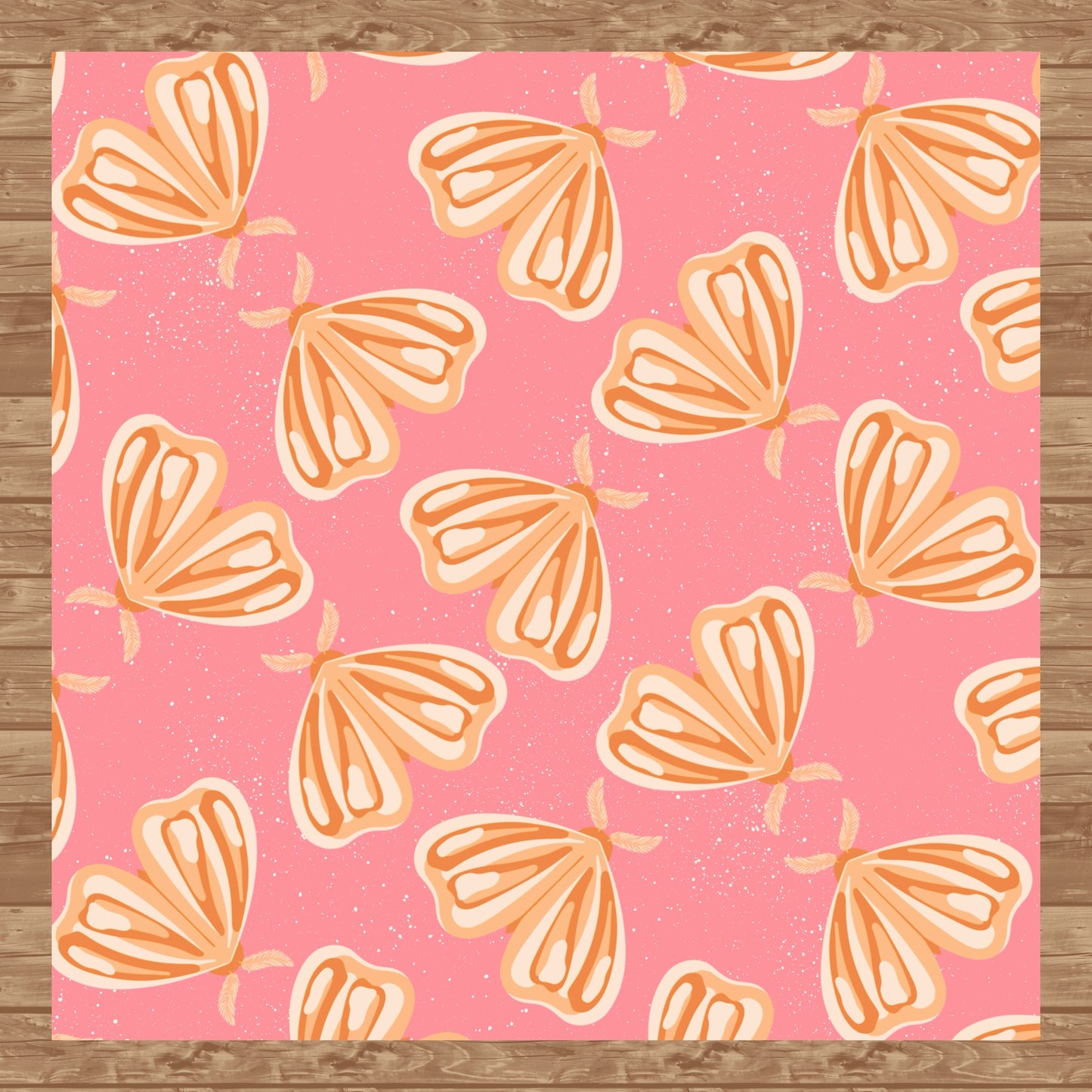 Whimsical Moths Seamless Pattern Pink | Digital Paper PNG 12” x 12” 300 DPI