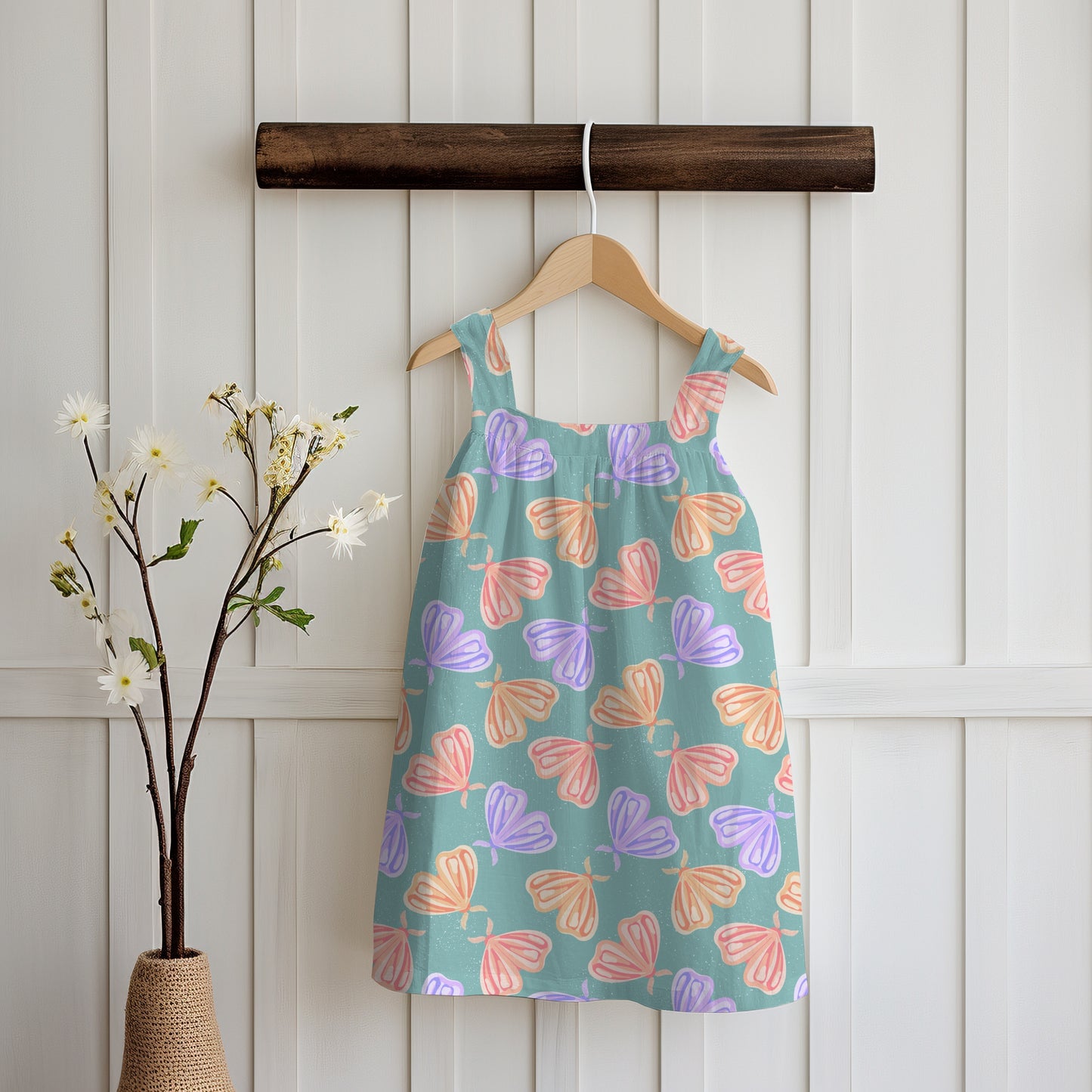 Whimsical Moths Seamless Pattern Green | Digital Paper PNG 12” x 12” 300 DPI