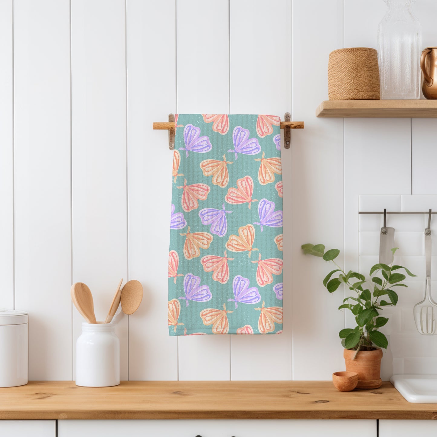 Whimsical Moths Seamless Pattern Green | Digital Paper PNG 12” x 12” 300 DPI