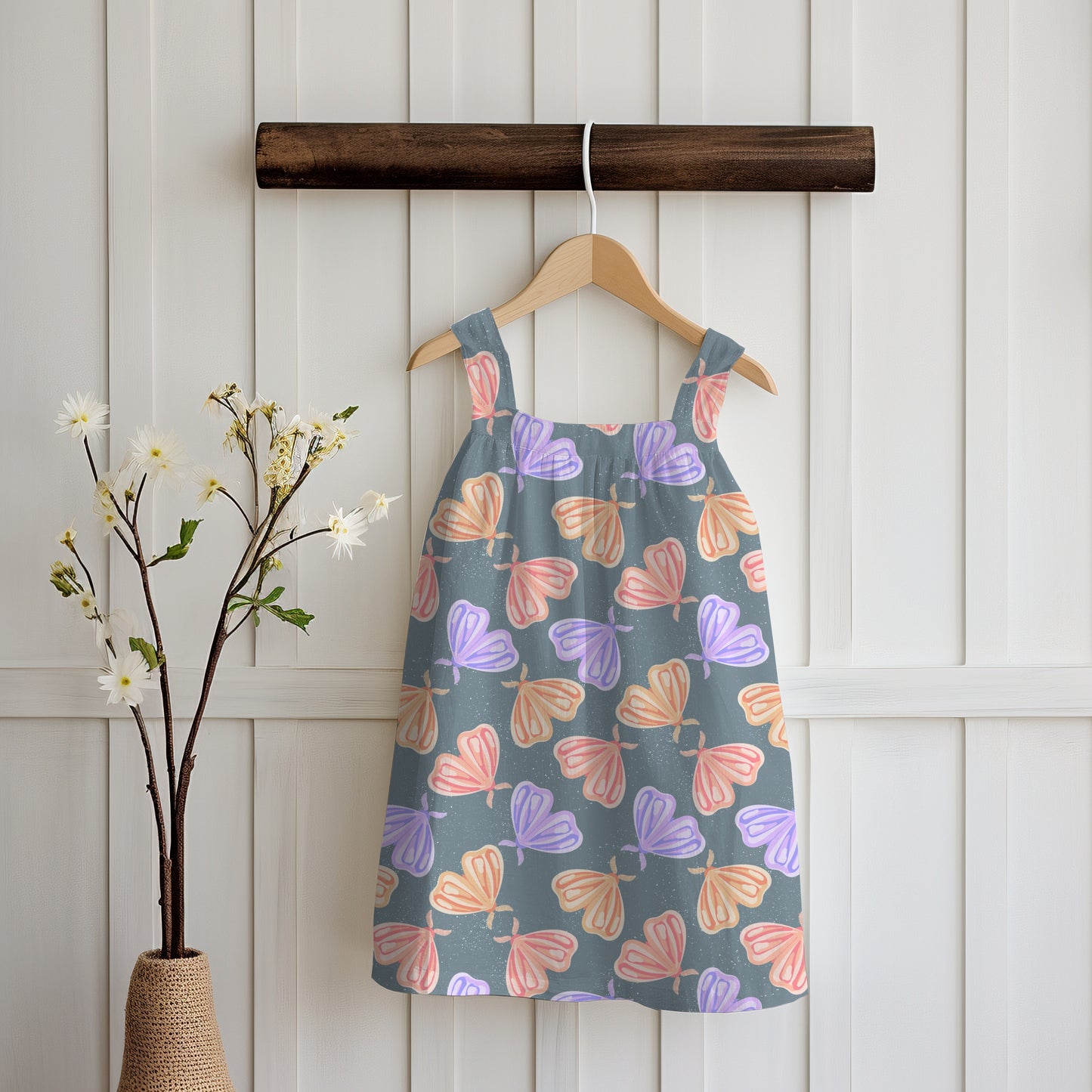 Whimsical Moths Seamless Pattern Grey | Digital Paper PNG 12” x 12” 300 DPI