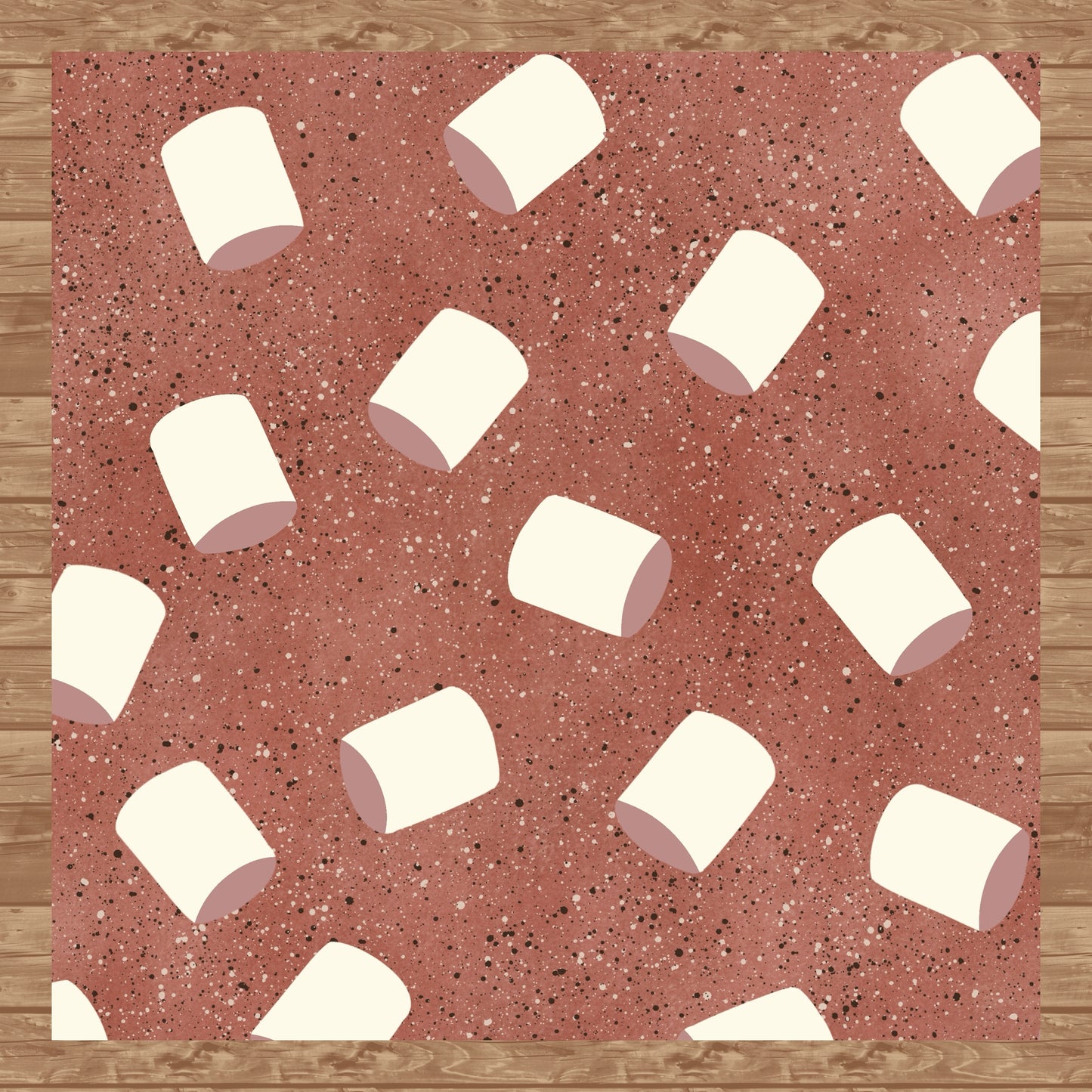 Hot Cocoa & Marshmallows Seamless Pattern – Cozy Winter Digital PNG Background