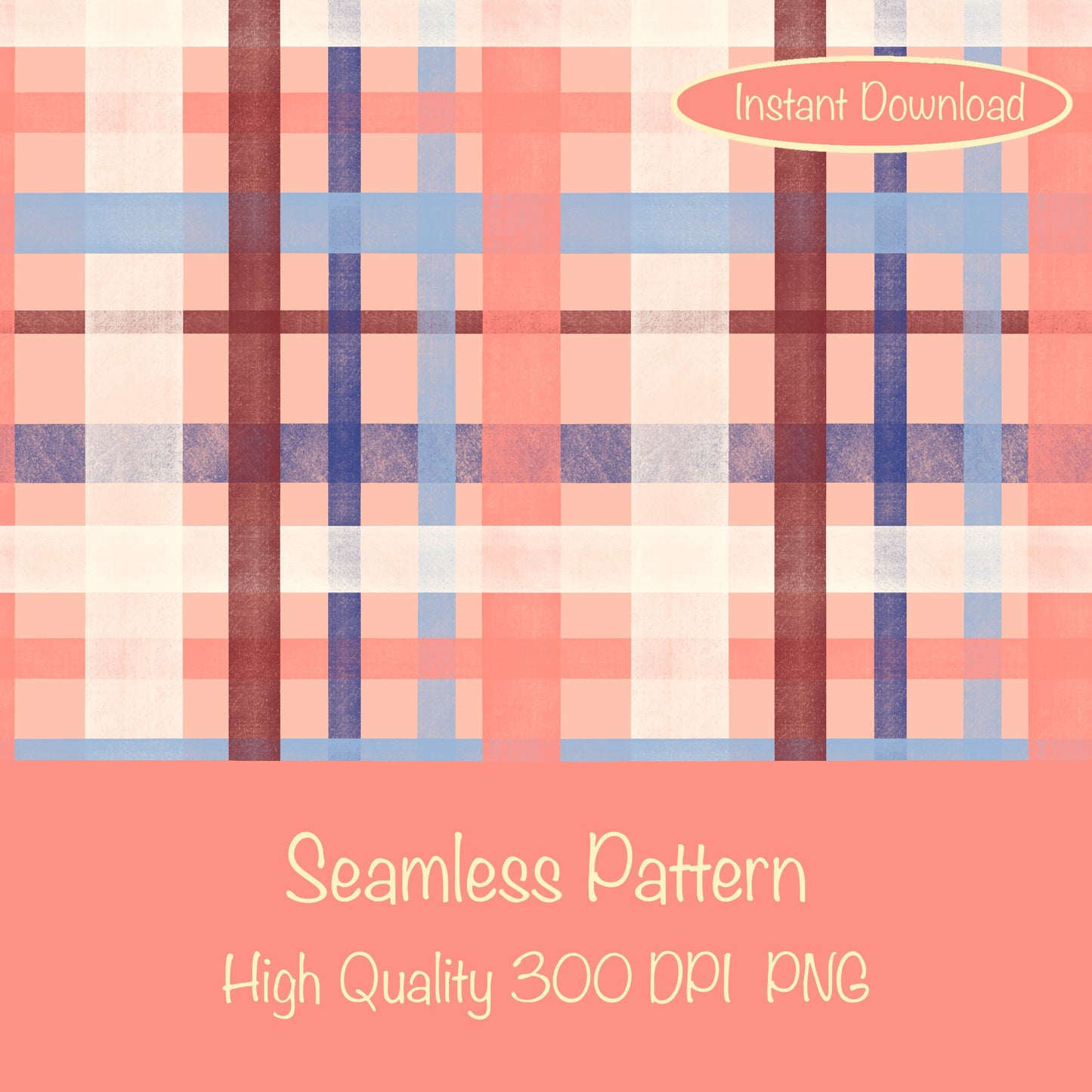 Classic Plaid Seamless Pattern Pink | Digital Paper PNG | Tartan Check Design | 12β x 12β 300 DPI Commercial Use