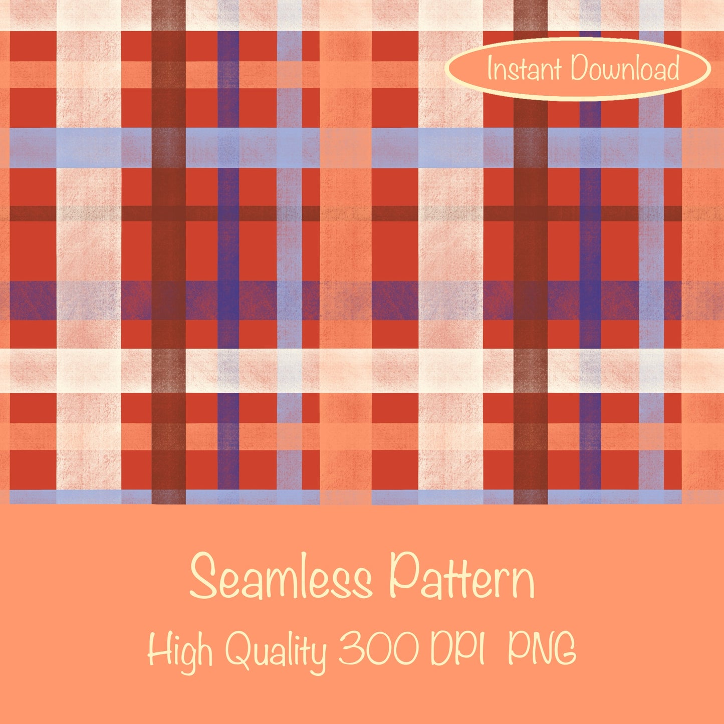 Classic Plaid Seamless Pattern Red | Digital Paper PNG | Tartan Check Design | 12β x 12β 300 DPI Commercial Use