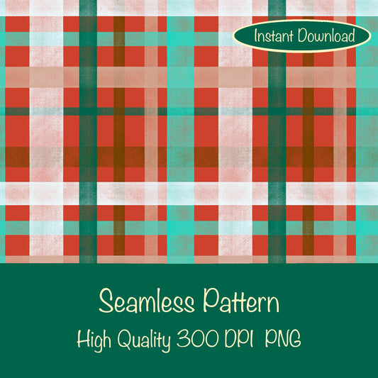 Classic Plaid Seamless Pattern Seasonal | Digital Paper PNG | Tartan Check Design | 12” x 12” 300 DPI Commercial Use