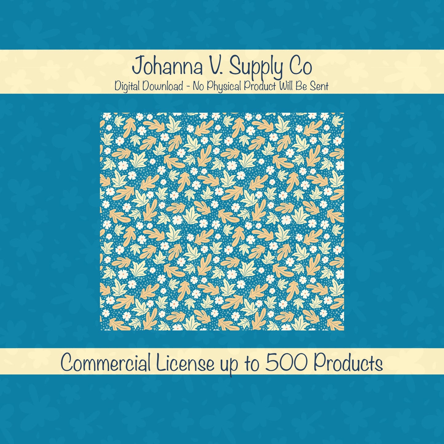 Fall Floral 20 oz Tumbler Wrap Blue β Cozy Autumn Flowers Digital PNG 9.25β x 8.20β