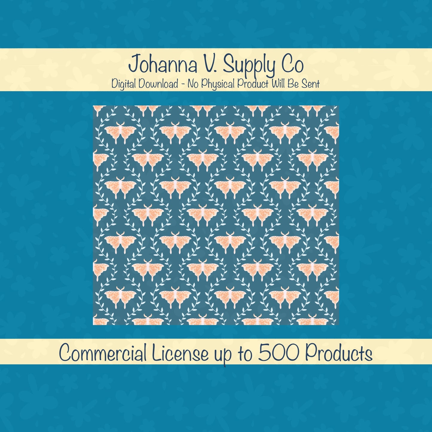 Dreamy Moths Tumbler Wrap Blue β Digital 9.25β x 8.20β PNG File