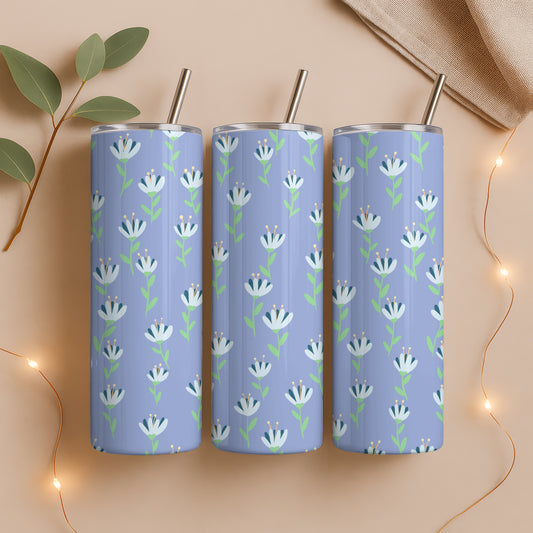 Whimsy Blooms Tumbler Wrap Purple – Digital Floral 9.25” x 8.20” PNG File