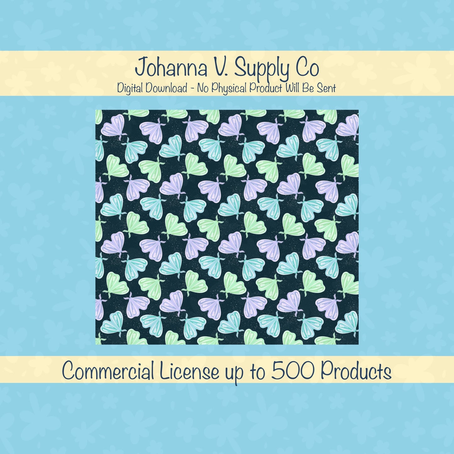 Whimsical Moths Tumbler Wrap Dark β Digital 9.25β x 8.20β PNG File