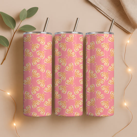 Whimsical Moths Tumbler Wrap Orange– Digital 9.25” x 8.20” PNG File