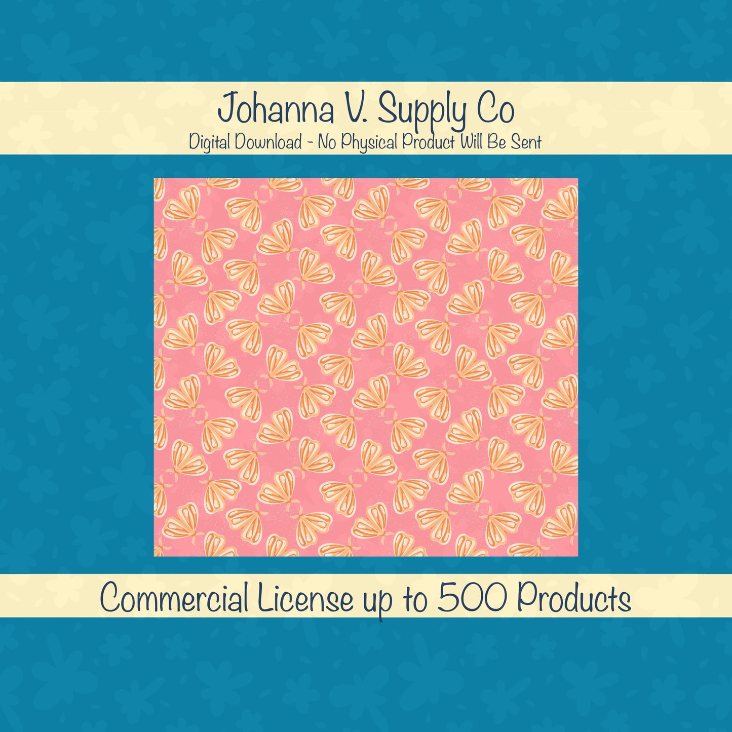 Whimsical Moths Tumbler Wrap Orange– Digital 9.25” x 8.20” PNG File