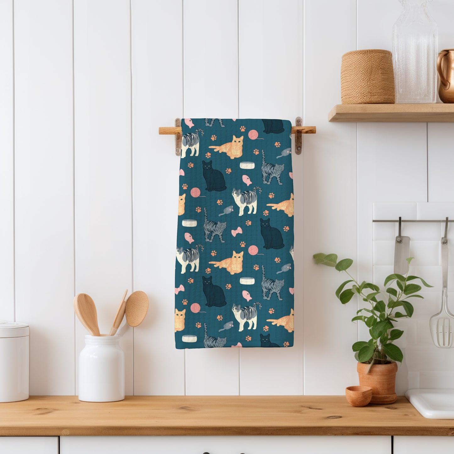 Cat Seamless Pattern Blue β Whimsical Feline Digital Design PNG | 12β x 12β 300 DPI