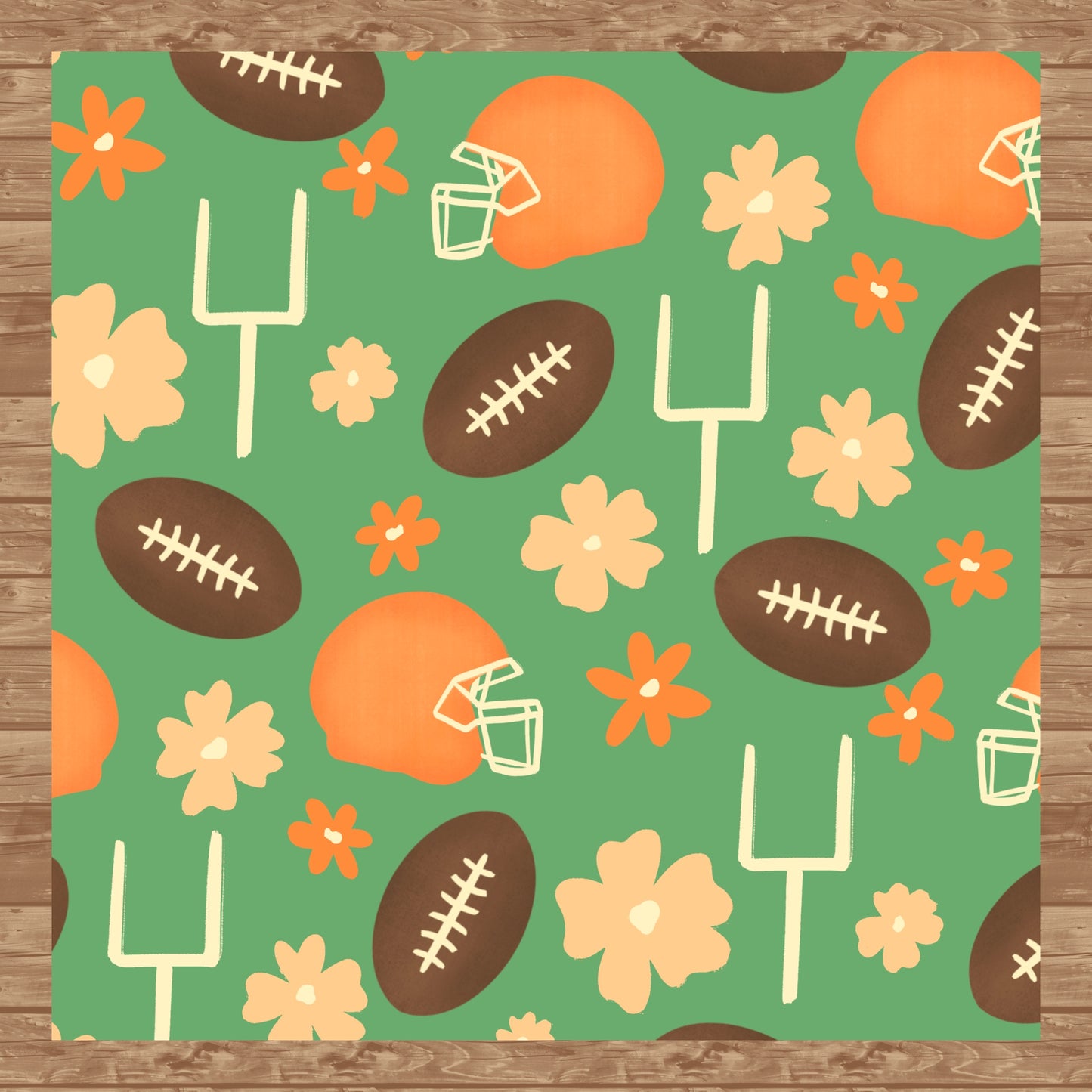 Football Seamless Pattern Green | 12x12 PNG Digital Download | Sports Themed Background Design