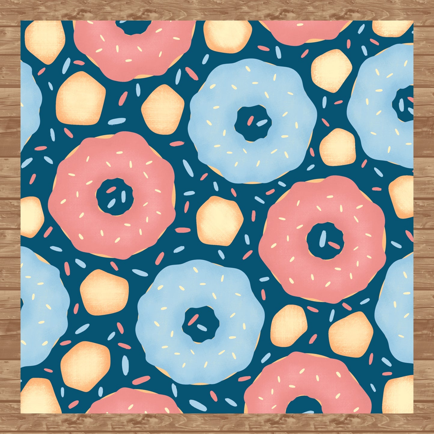 Donut Seamless Pattern Blue | Sweet Dessert Digital Background | 12x12 PNG Download