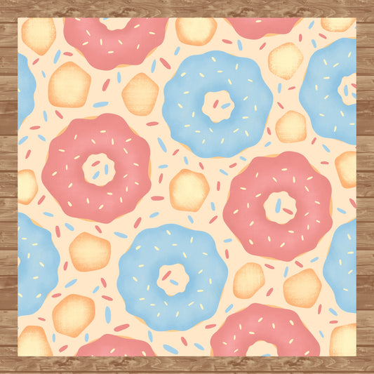 Donut Seamless Pattern Light | Sweet Dessert Digital Background | 12x12 PNG Download
