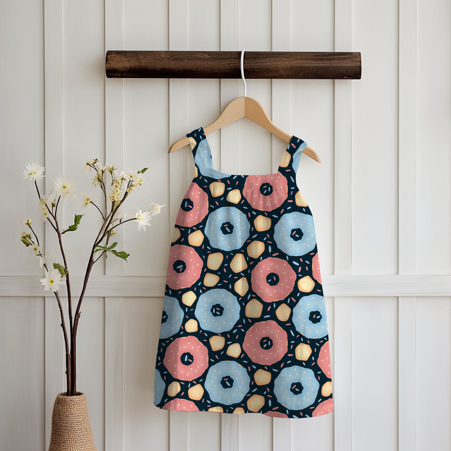 Donut Seamless Pattern Dark | Sweet Dessert Digital Background | 12x12 PNG Download