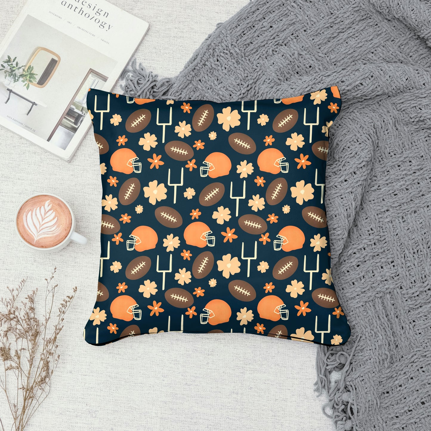 Football Seamless Pattern Dark | 12x12 PNG Digital Download | Sports Themed Background Design