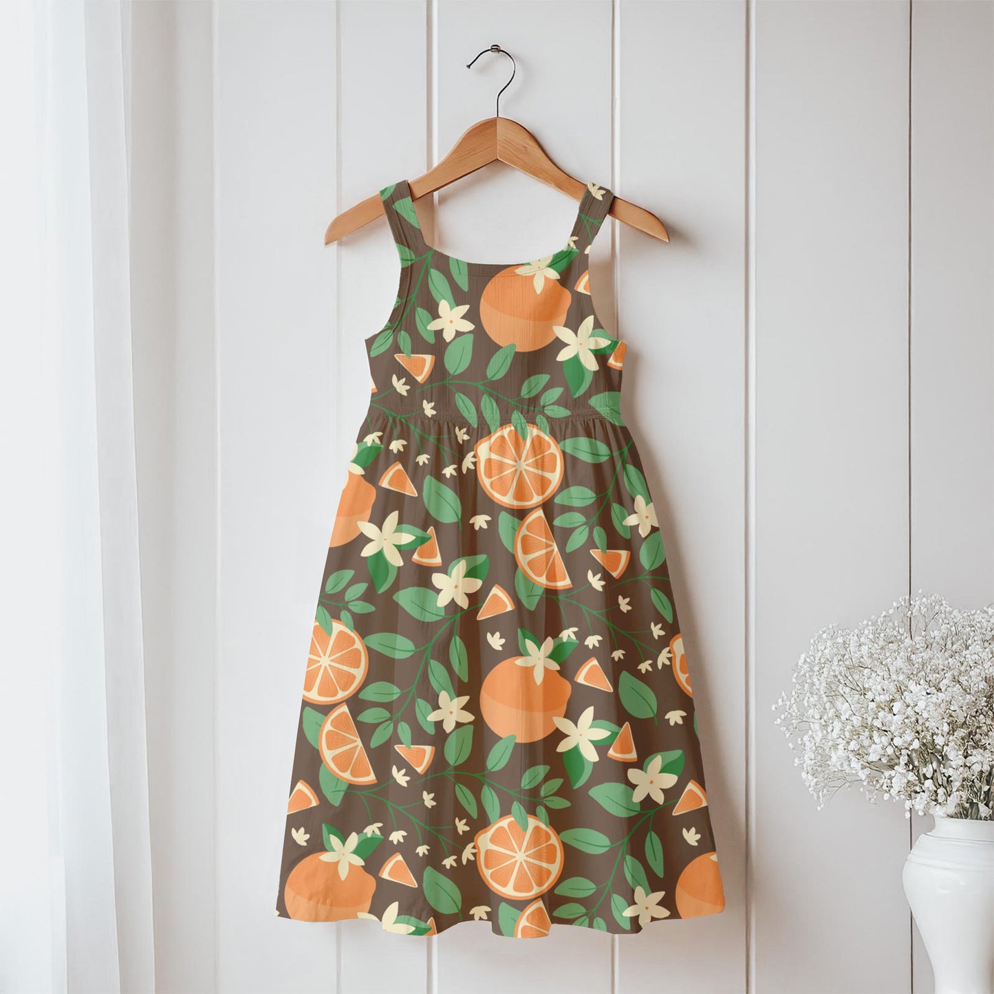 Botanical Orange Blossom Seamless Pattern Brown | 12x12 PNG Digital Download | Citrus Floral Design