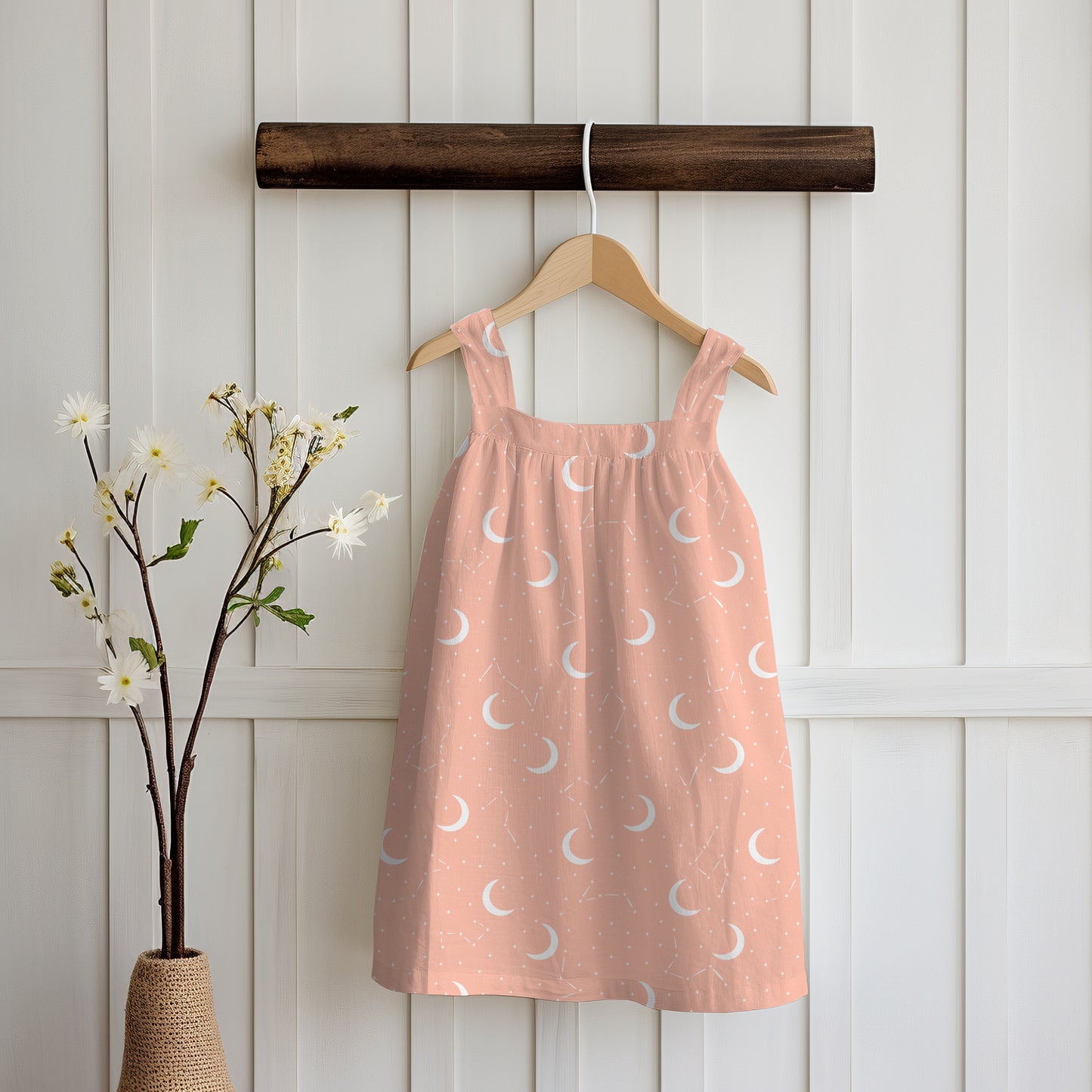 Moon & Constellation Seamless Pattern Orange | Celestial Digital Design | 12x12 PNG Download