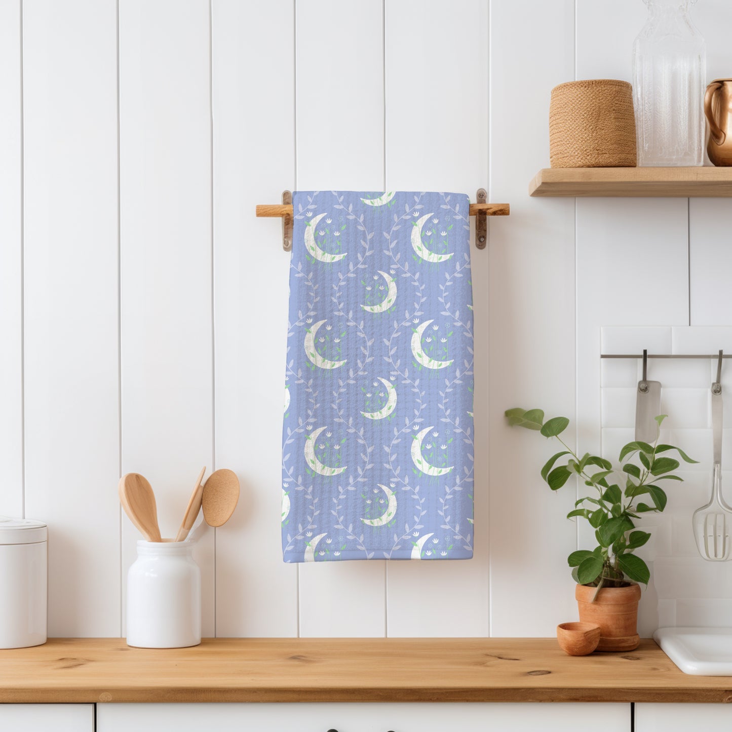 Moon & Botanical Seamless Pattern Purple | Celestial Floral Digital Download | 12x12 PNG