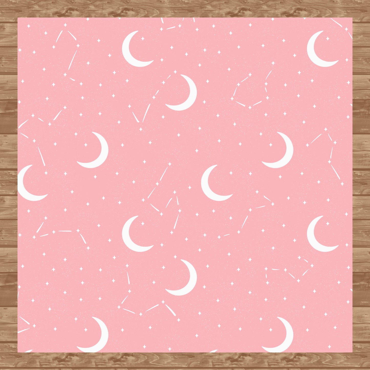 Moon & Constellation Seamless Pattern Pink | Celestial Digital Design | 12x12 PNG Download