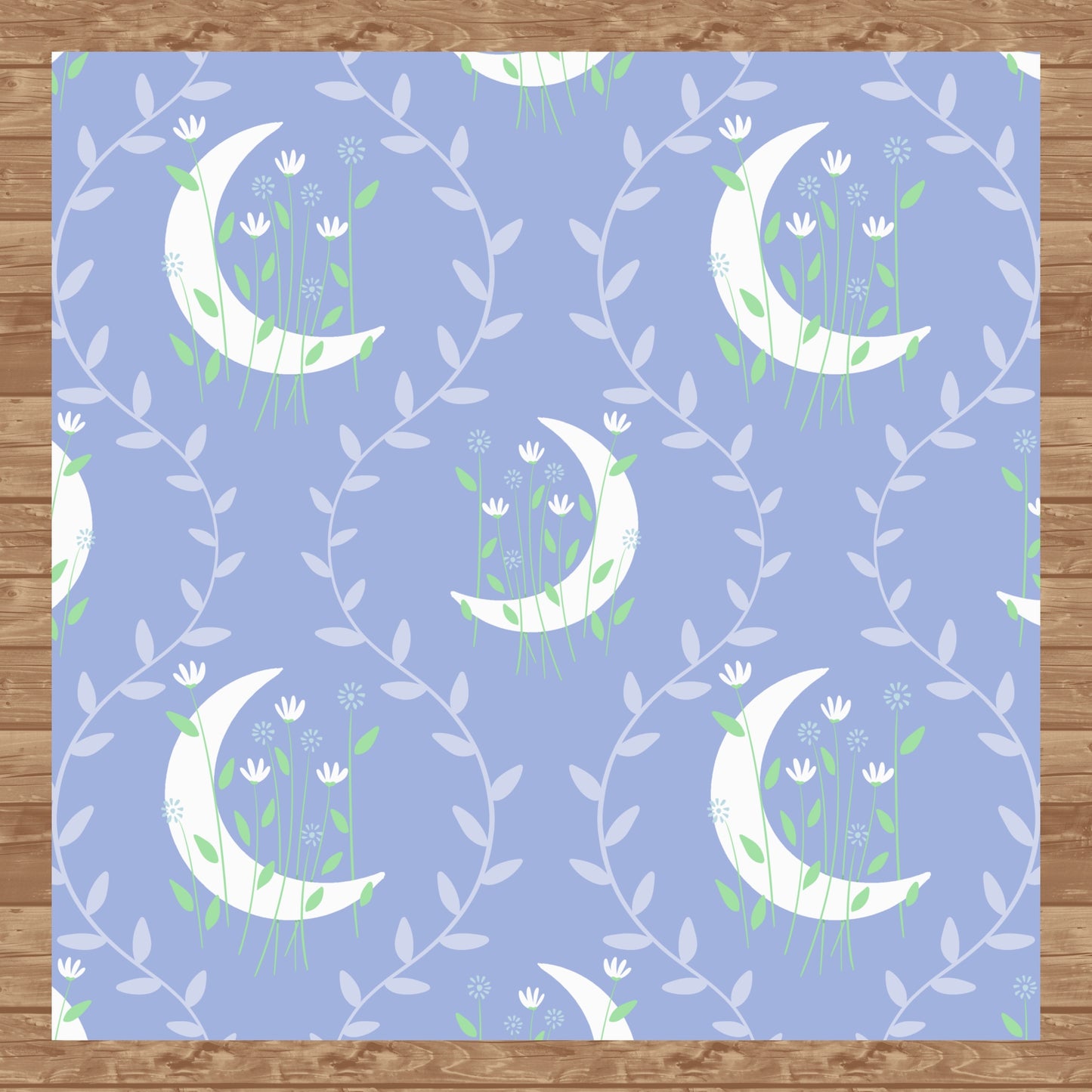 Moon & Botanical Seamless Pattern Purple | Celestial Floral Digital Download | 12x12 PNG