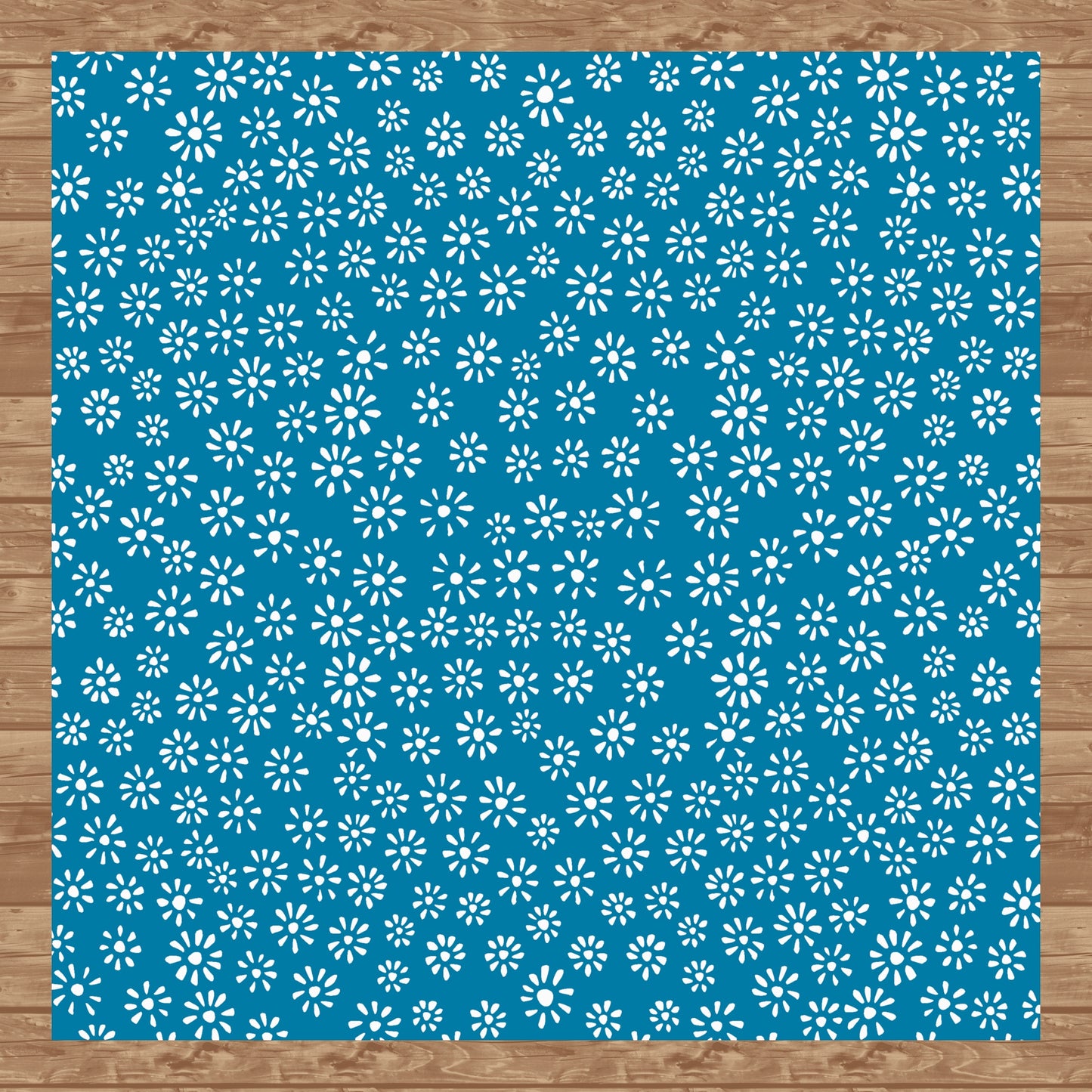 Cute Drawn Daisy Seamless Pattern Blue | Floral Digital Download | 12x12 PNG