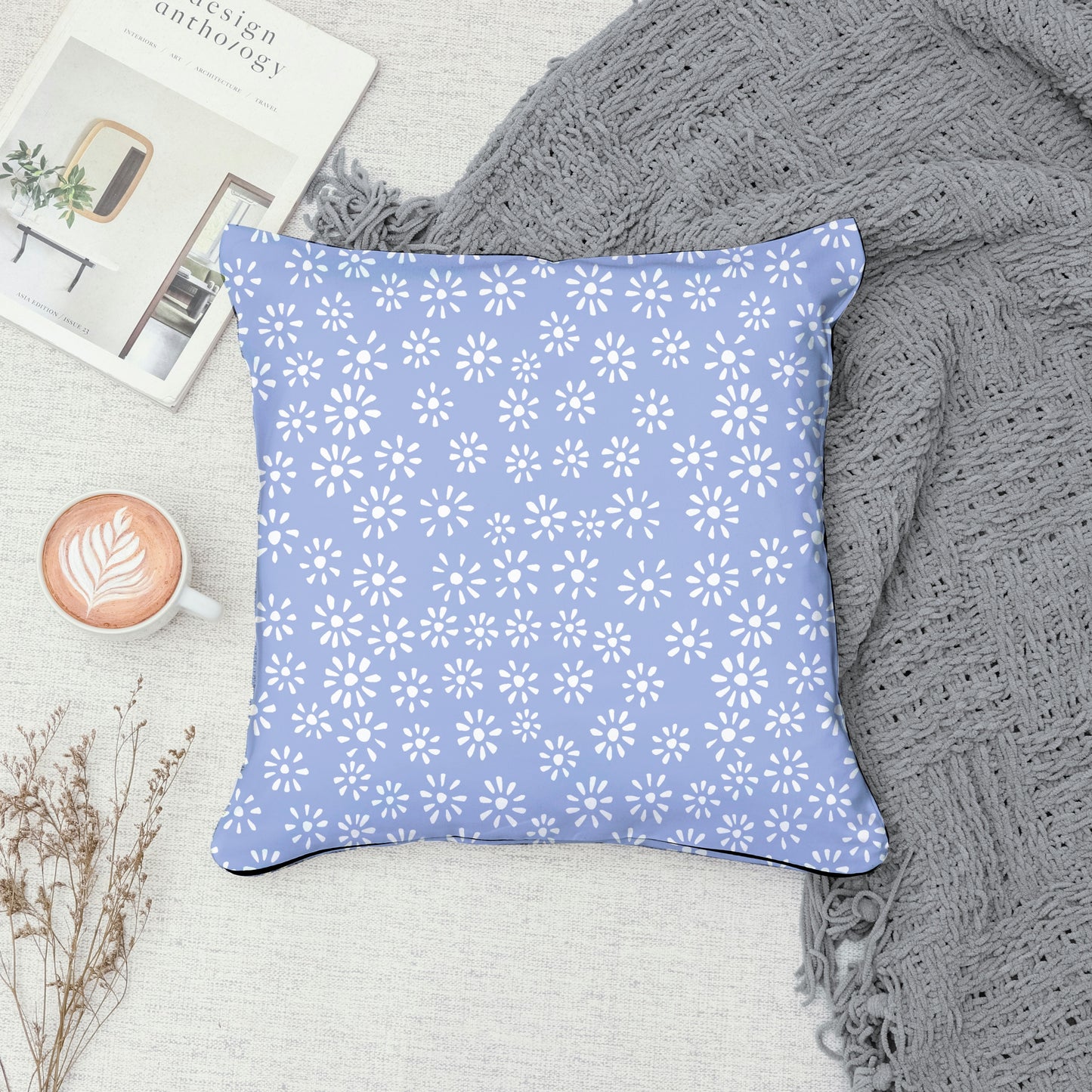 Cute Drawn Daisy Seamless Pattern Purple | Floral Digital Download | 12x12 PNG