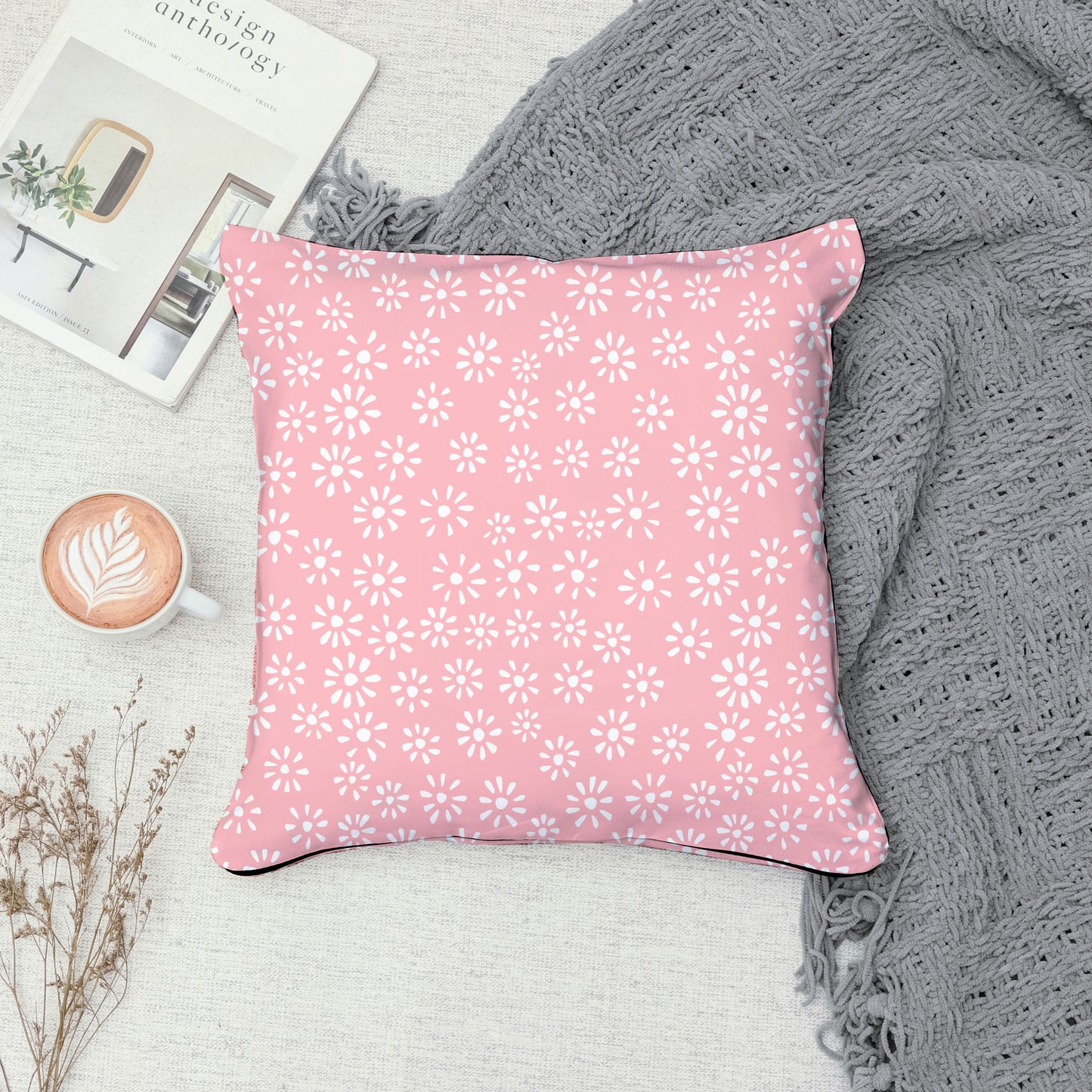 Cute Drawn Daisy Seamless Pattern Pink | Floral Digital Download | 12x12 PNG