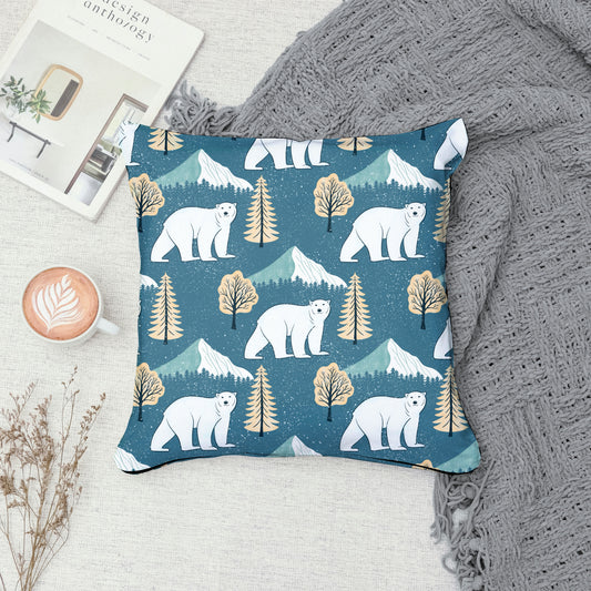 Polar Whimsy Polar Bears, Mountains & Forest Trees Seamless Pattern Gold | Cozy Winter Digital Design PNG 12x12β 300 DPI
