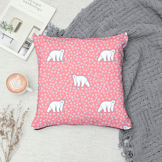 Polar Whimsy Seamless Pattern Pink | Polar Bears & Doodle Flowers | Cozy Winter Digital Design PNG 12x12β 300 DPI