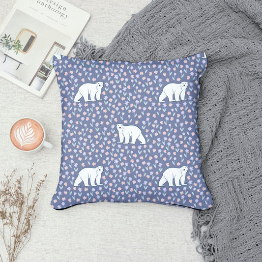 Polar Whimsy Seamless Pattern Purple | Polar Bears & Doodle Flowers | Cozy Winter Digital Design PNG 12x12β 300 DPI