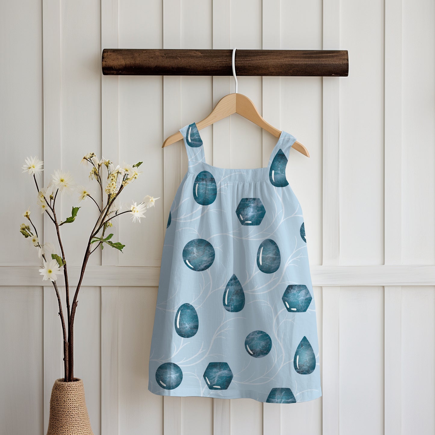 Mystic Witchy Gemstones Seamless Pattern Blue | Magical Crystal Digital Design | PNG 12x12” 300 DPI