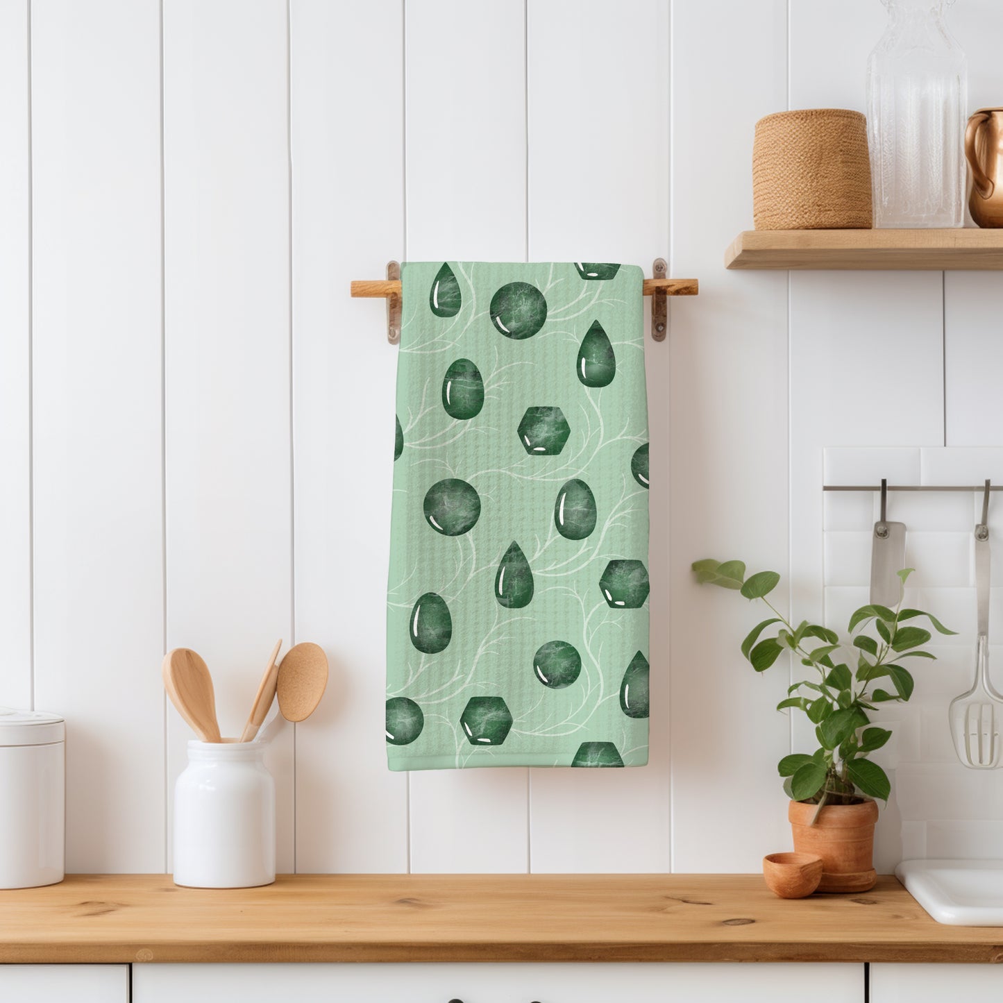 Mystic Witchy Gemstones Seamless Pattern Green | Magical Crystal Digital Design | PNG 12x12” 300 DPI