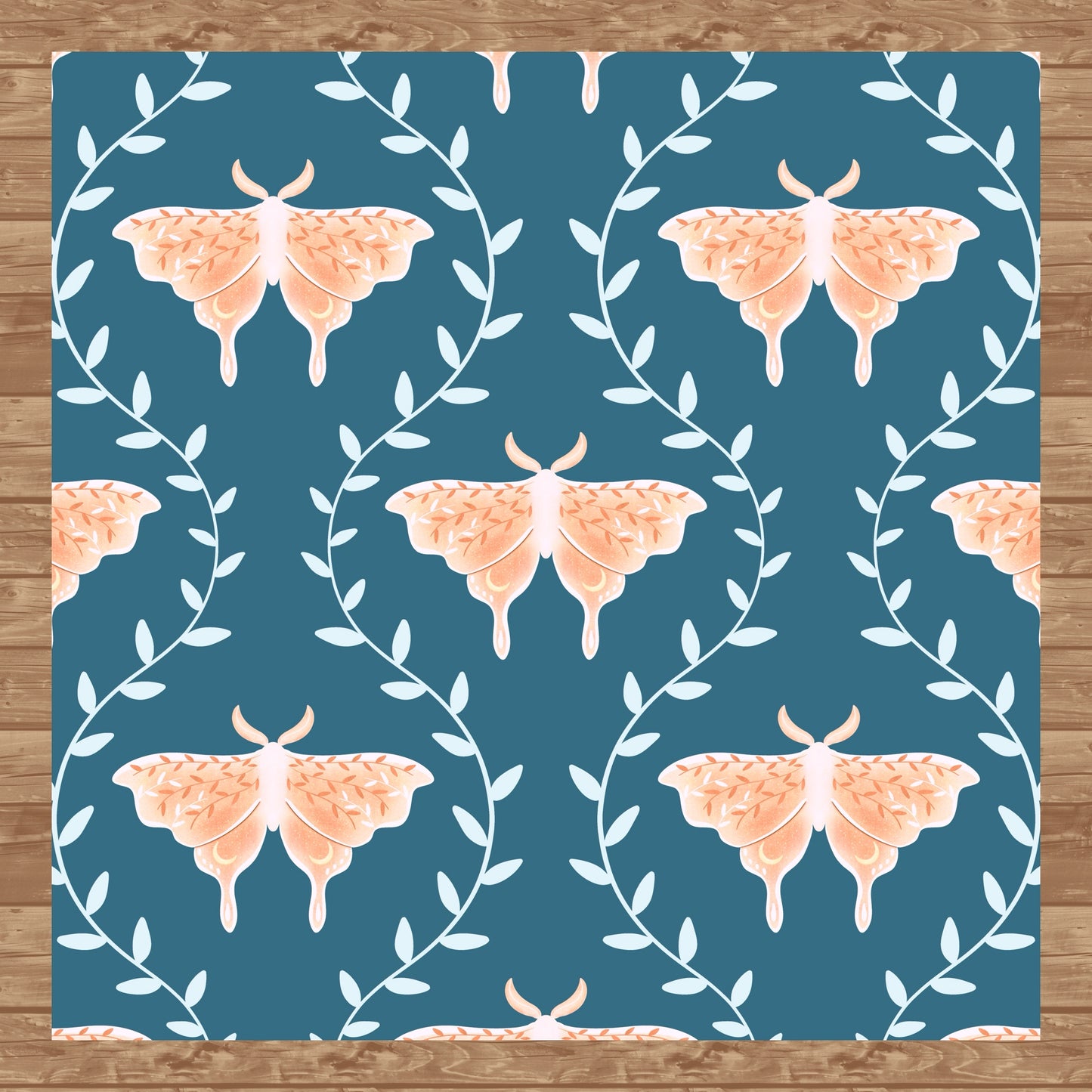 Whimsical Moth Seamless Pattern Digital File Blue – Dreamy 12x12” PNG, 300 DPI, Commercial Use