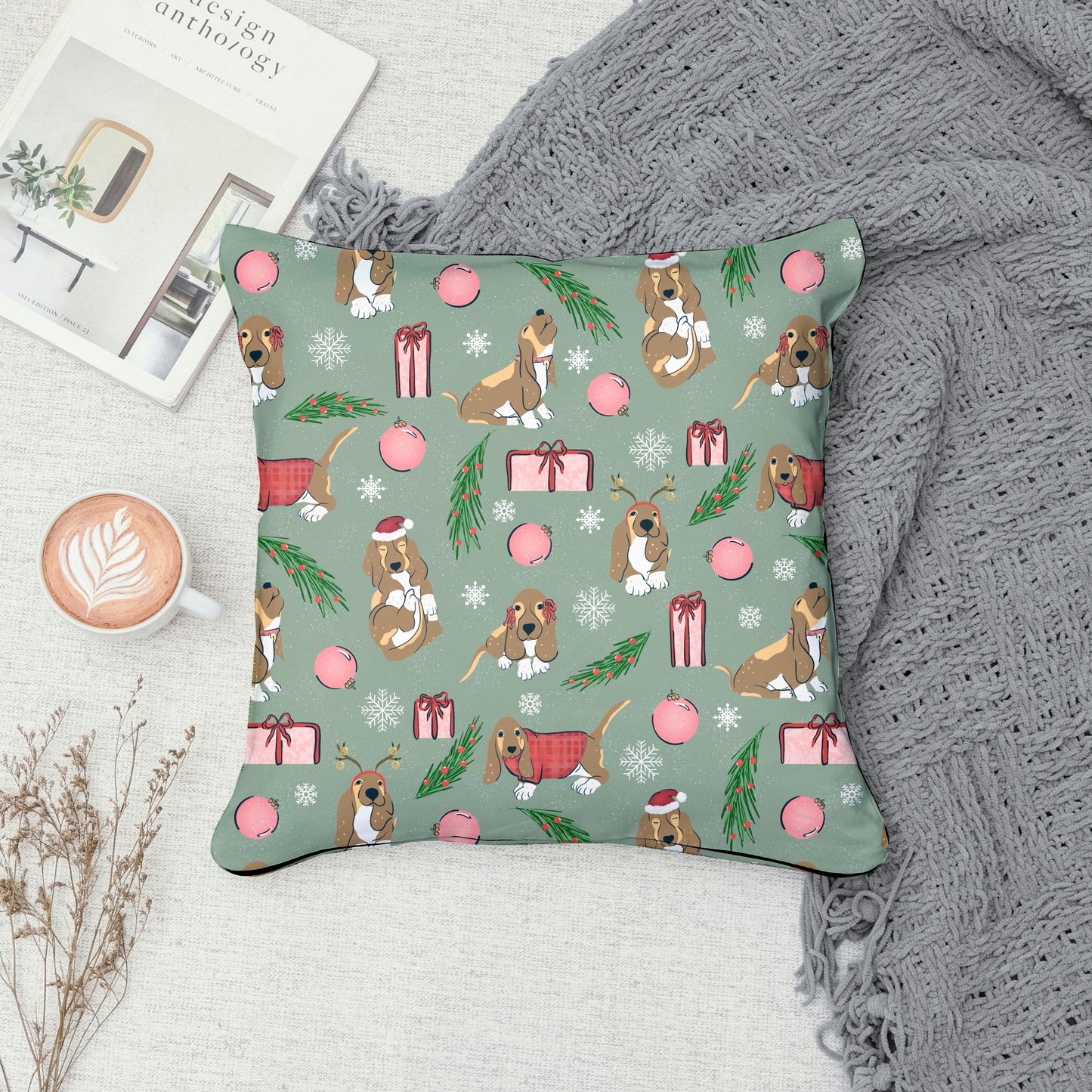 Christmas Basset Hound Seamless Pattern Green | Holiday Dog Print | 12x12” PNG Digital Download Christmas Basset Hound Seamless Pattern | Holiday Dog Print | 12x12” PNG Digital Download