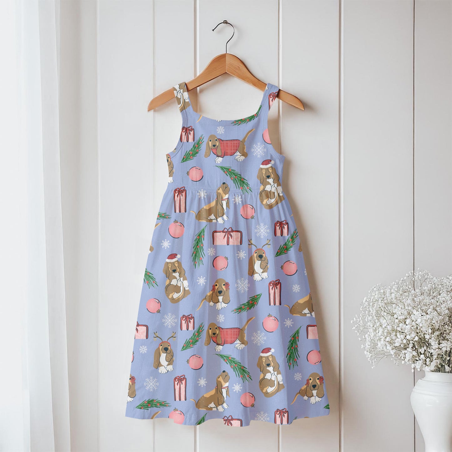 Christmas Basset Hound Seamless Pattern Bundle Purple | Ornaments, Lights, Gifts & Candy Canes | 12x12” PNGs | Digital Download