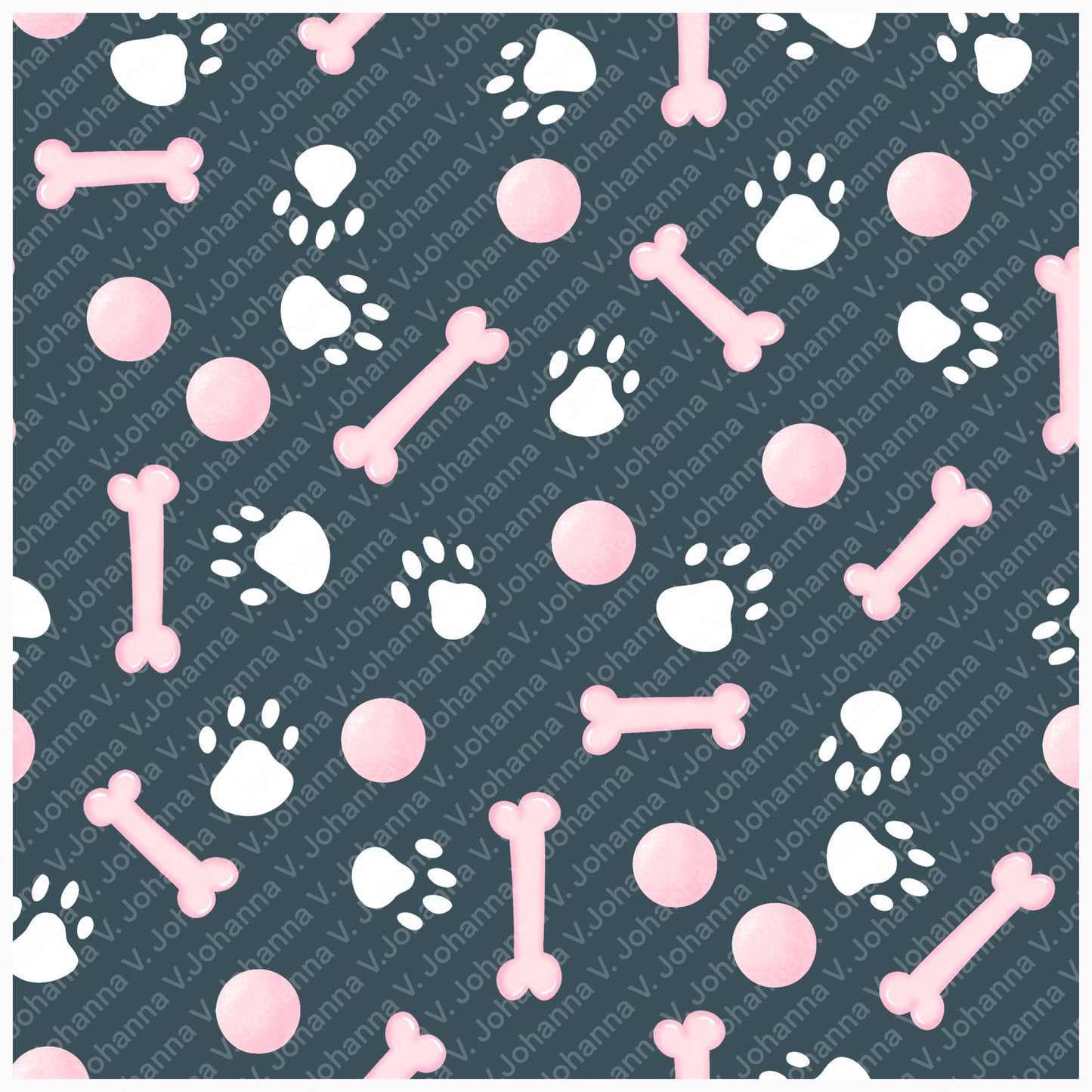 Basset Hound Seamless Pattern Bundle Black | Florals, Botanicals & Dog Toys | 12x12” PNGs | Digital Download