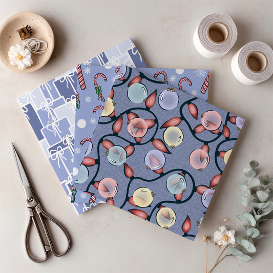 Christmas Basset Hound Seamless Pattern Bundle Purple | Ornaments, Lights, Gifts & Candy Canes | 12x12” PNGs | Digital Download